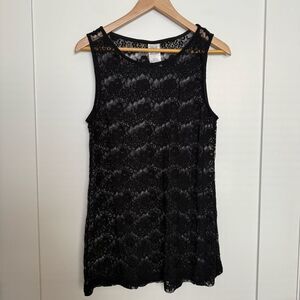 Rock 47 by Wrangler Top Tank Womens Sz L Black Lace Sleeveless Witchy Whimsigoth